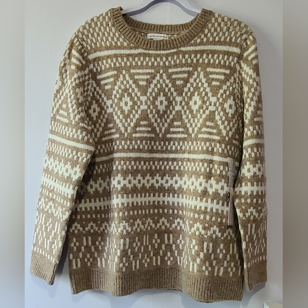 Cupcakes and Cashmere fair isle jacquard knit NWT sweater Sz 1X, PTP 22"